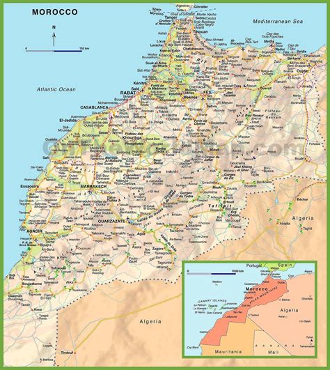 detailed map of morocco.